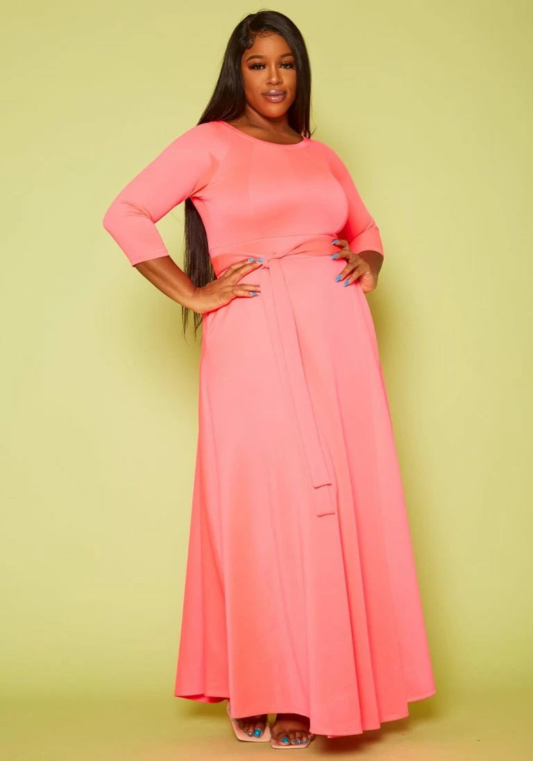 Plus Size Orange Wrap Maxi Dress - 2072