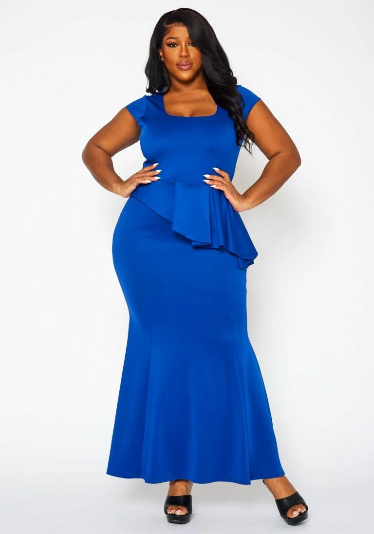 Plus Size Royal Blue Maxi Dress - 1310