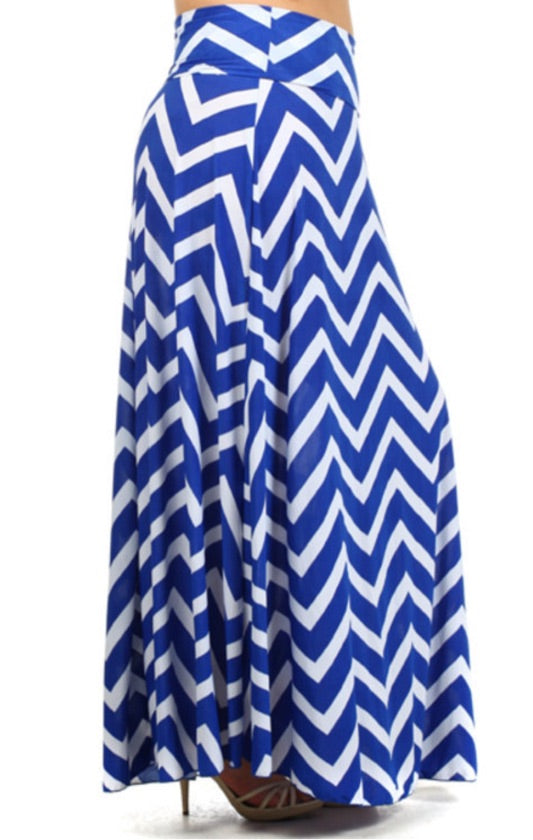 Plus Size Blue Striped Maxi Skirt - 1280