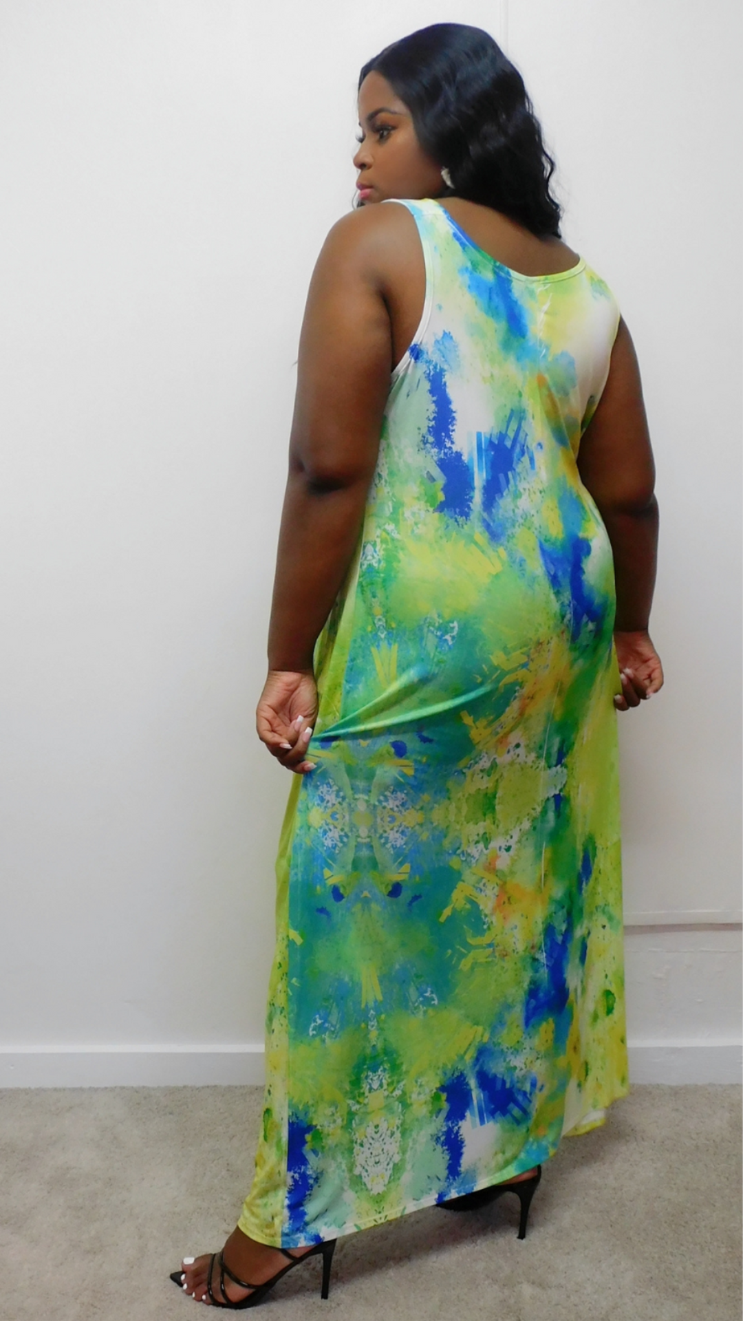 Plus Size Lime Green Tye Dye Maxi Dress
