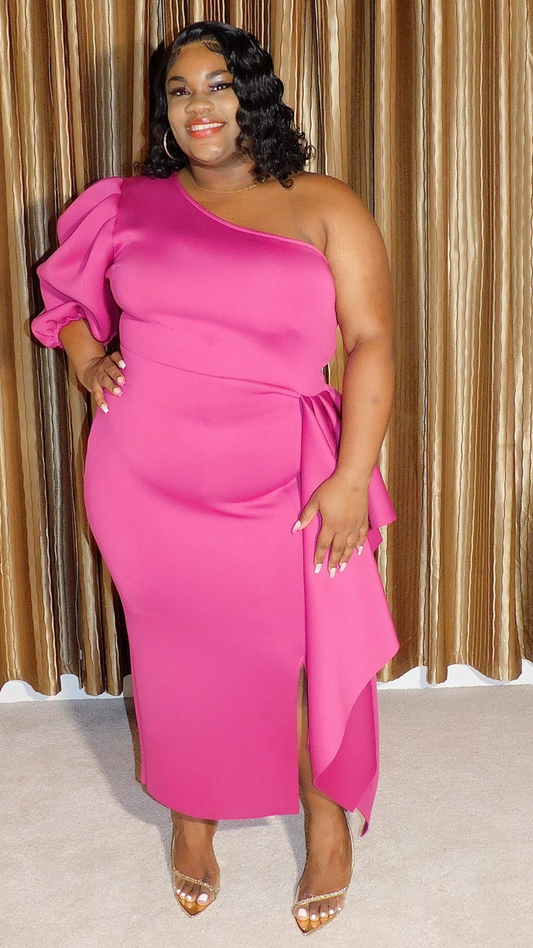 Plus Size Pink Cold Shoulder Dress