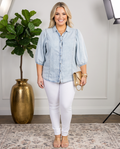 Plus Size Denim Puff Sleeve Top