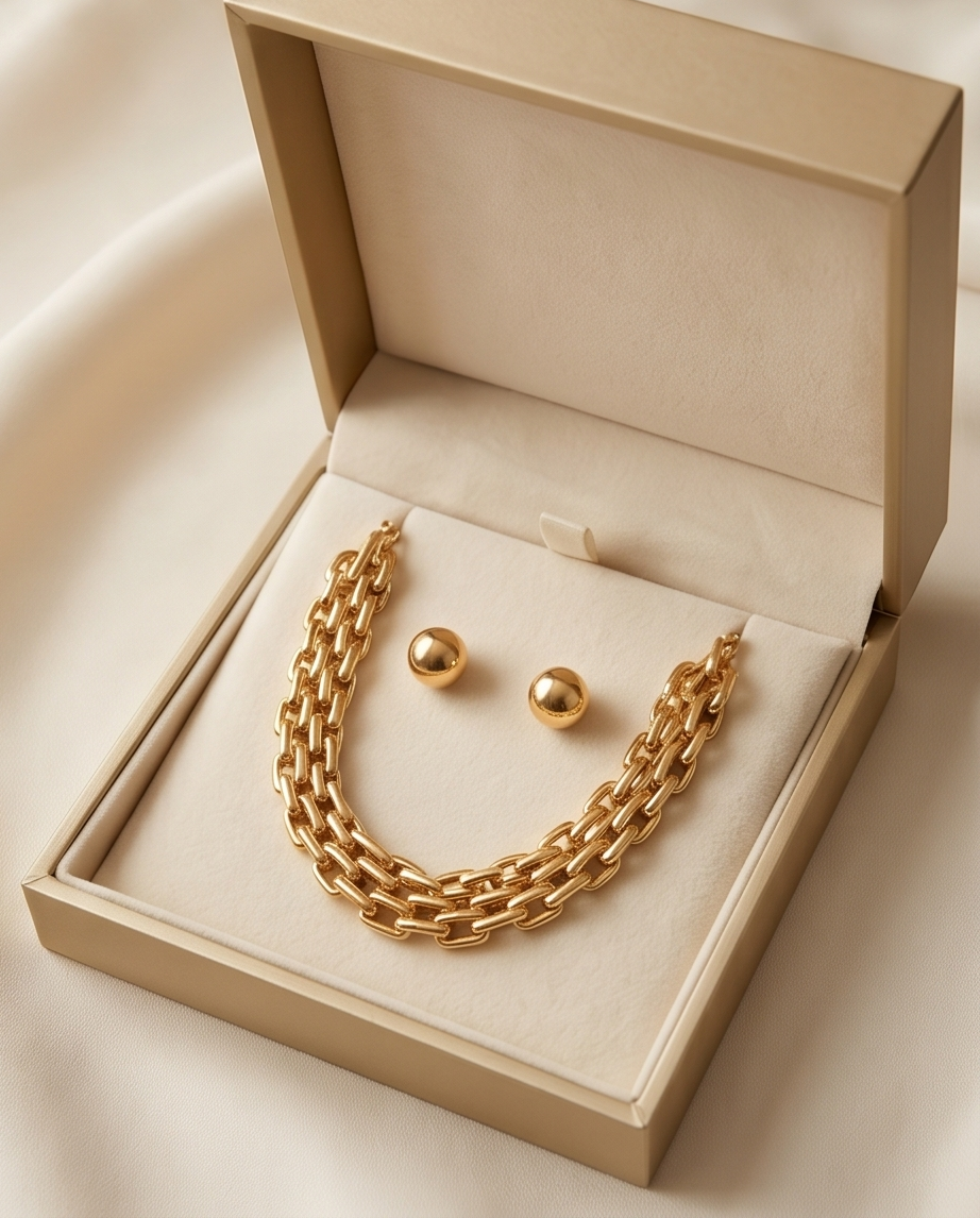 Gold Linkage Necklace Set
