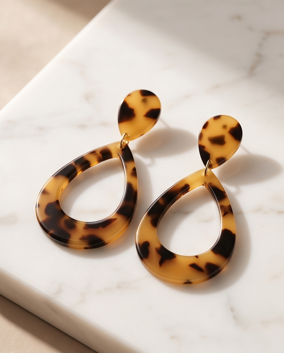 Orange & Black Teardrop Hoop Earrings