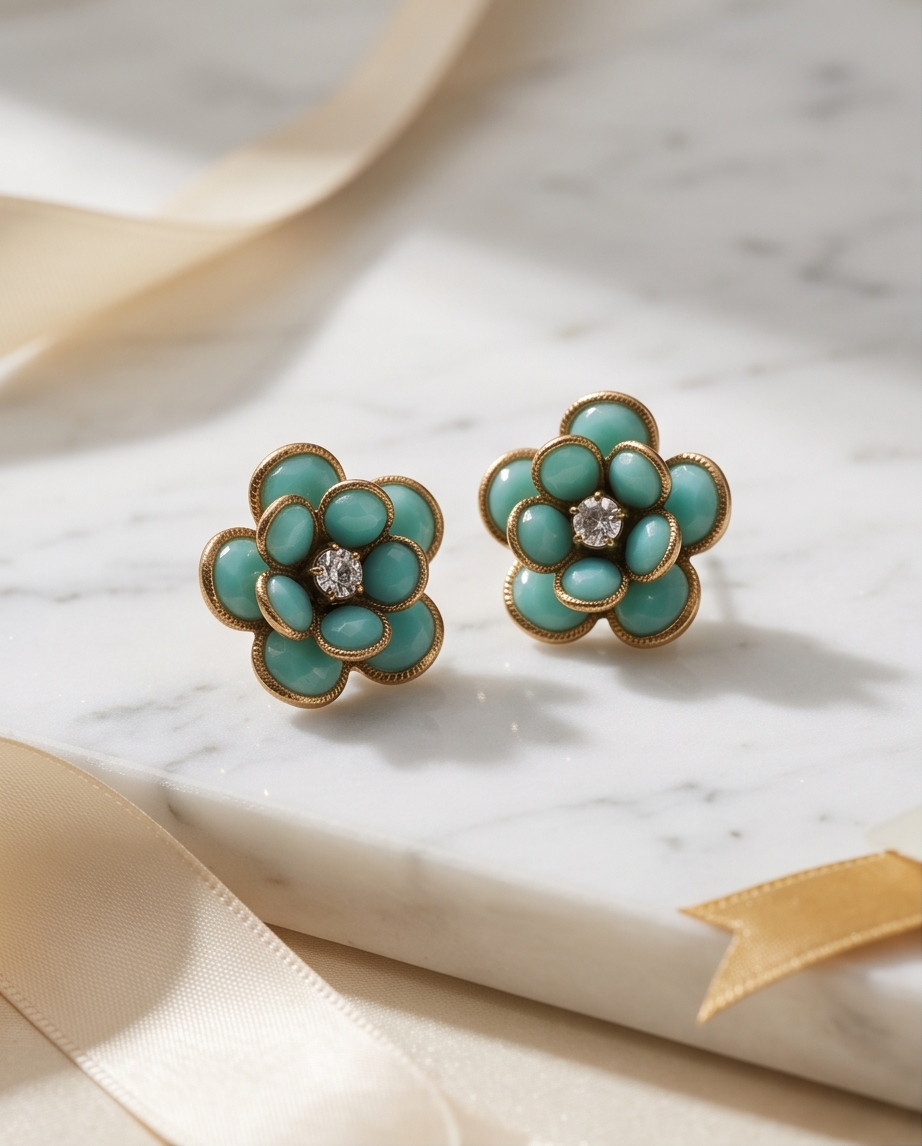Laurie Mint Green Flower Earrings