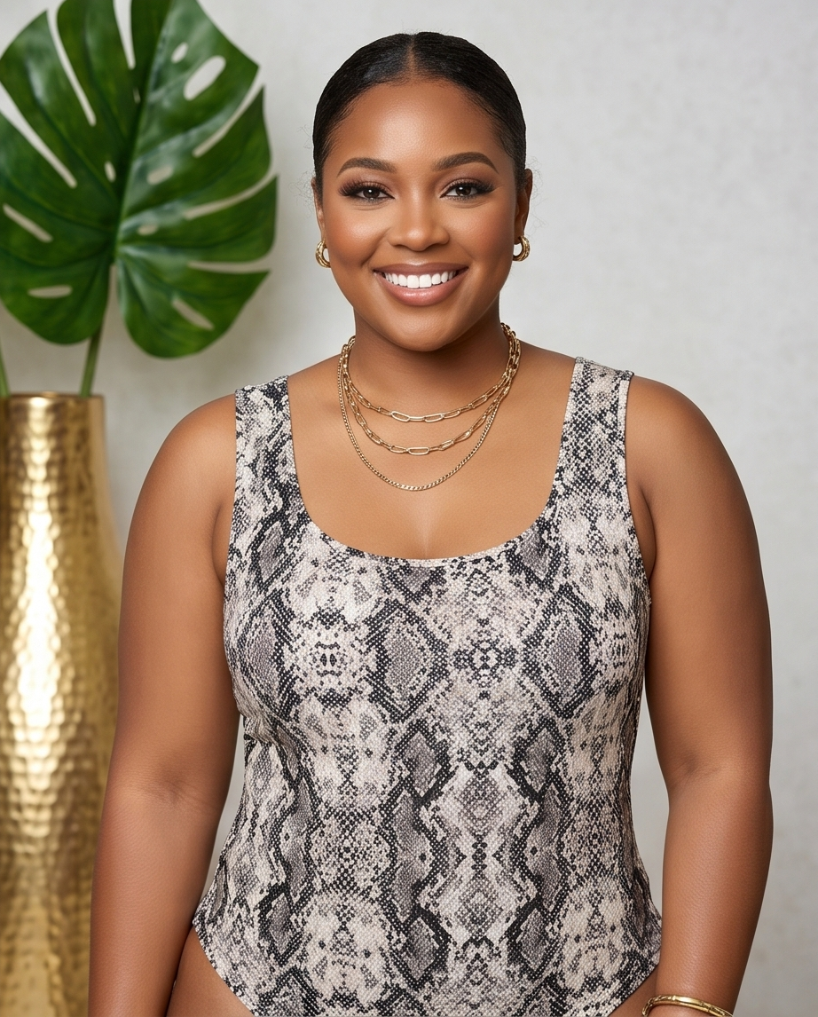 Plus Size Animal Print Bodysuit