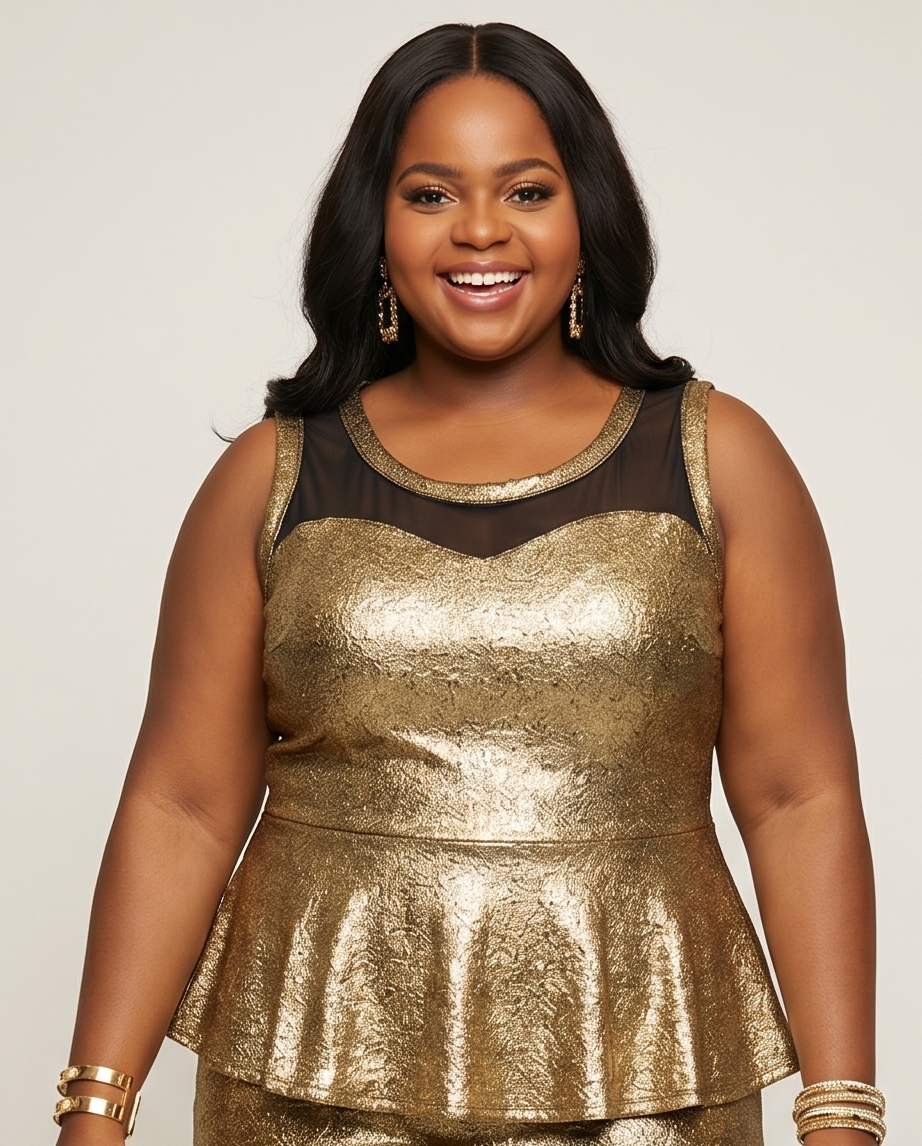 Gold Glitter Peplum Dress