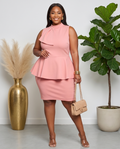 Plus Size Coral Peplum Dress