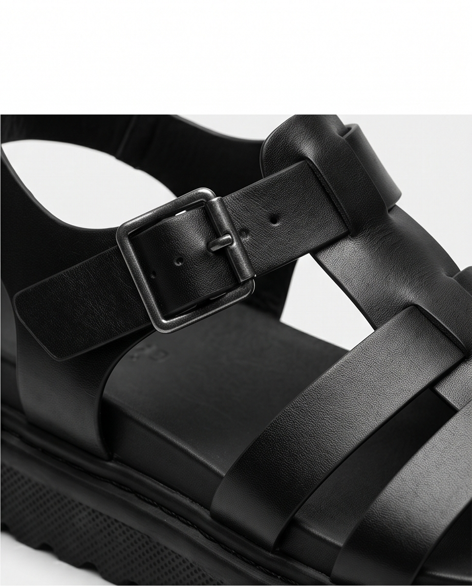 Chunky Black Strappy Sandals