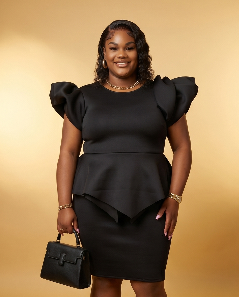 Plus Size Bow Sleeve Midi Dress