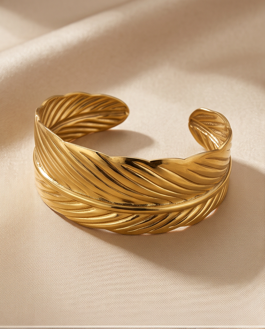 Stainless Steel Palm Leaf Bracelet