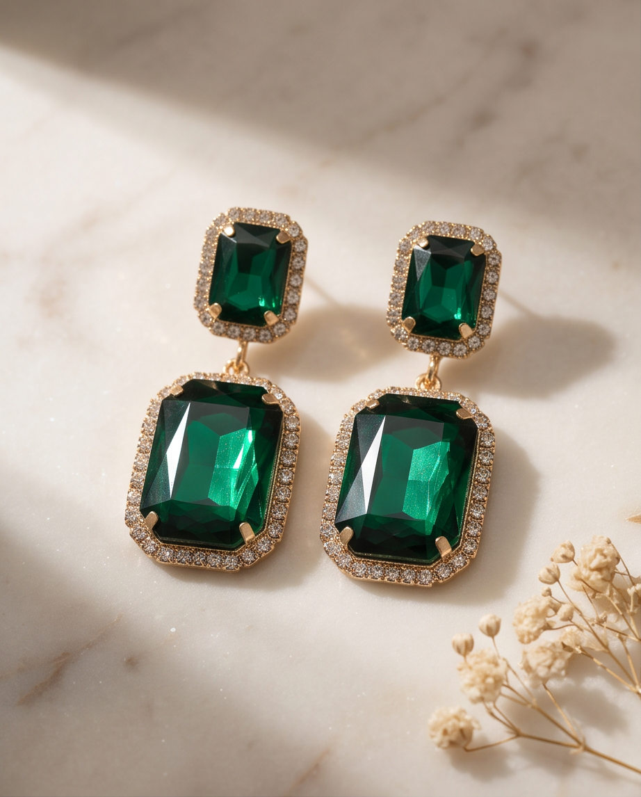 Queen Emerald Green Earrings
