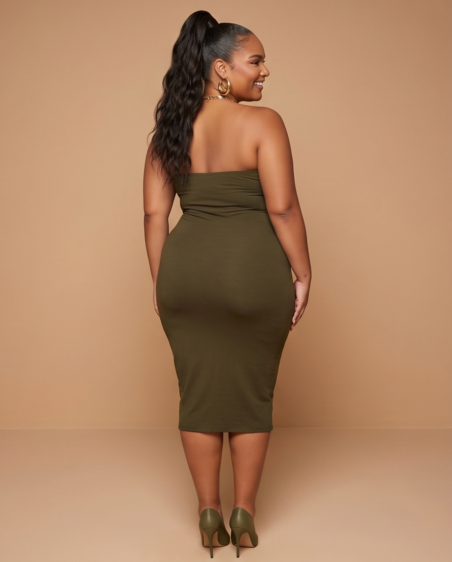 Plus Size Olive Halter Dress