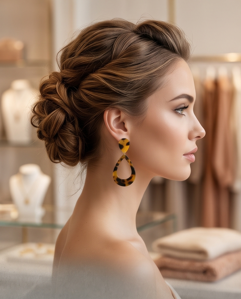 Orange & Black Teardrop Hoop Earrings