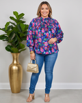Plus Size Soiree Smocked Neck Top