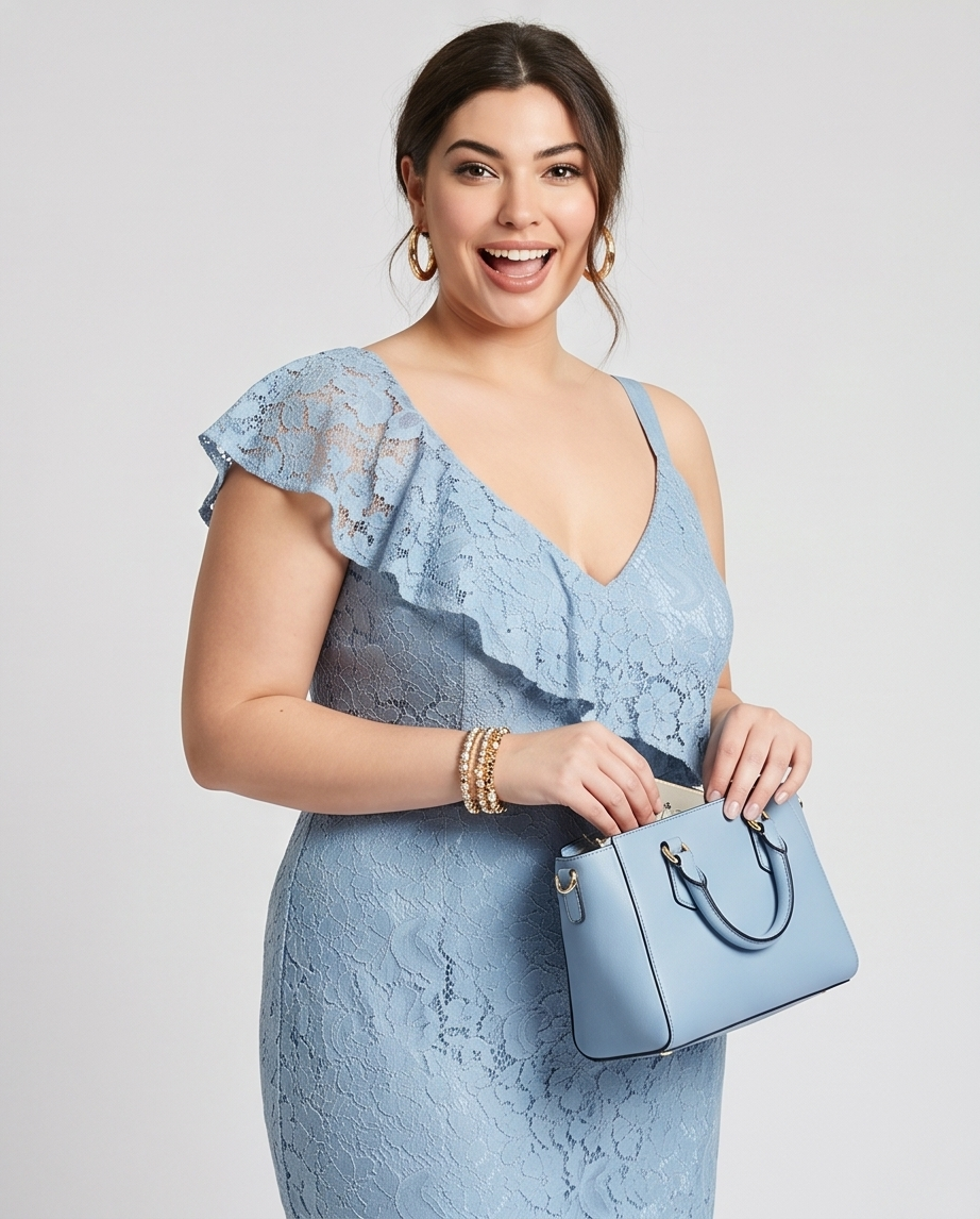 Plus Size Blue Lace Dress