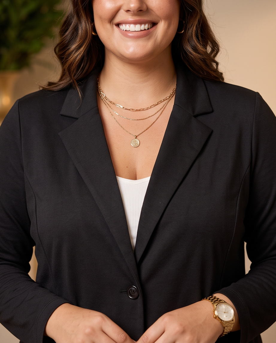 Plus Size Long Black Jacket