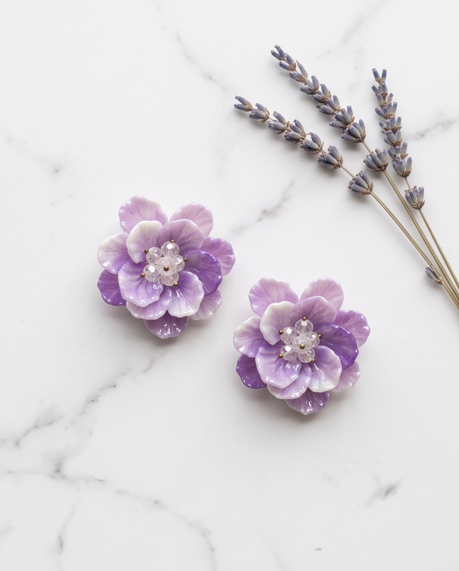 Jennifer Lavender Flower Earrings