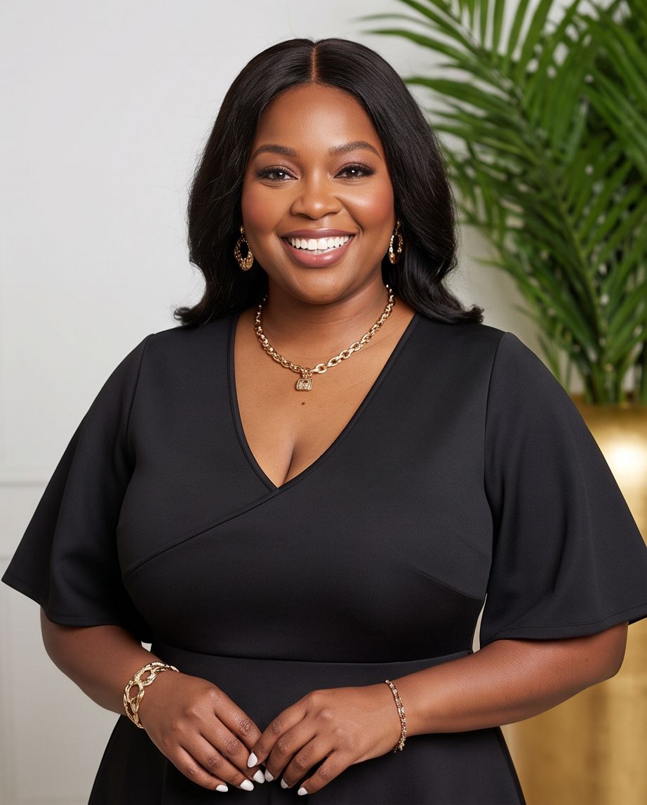 Plus Size Black Midi Skater Dress
