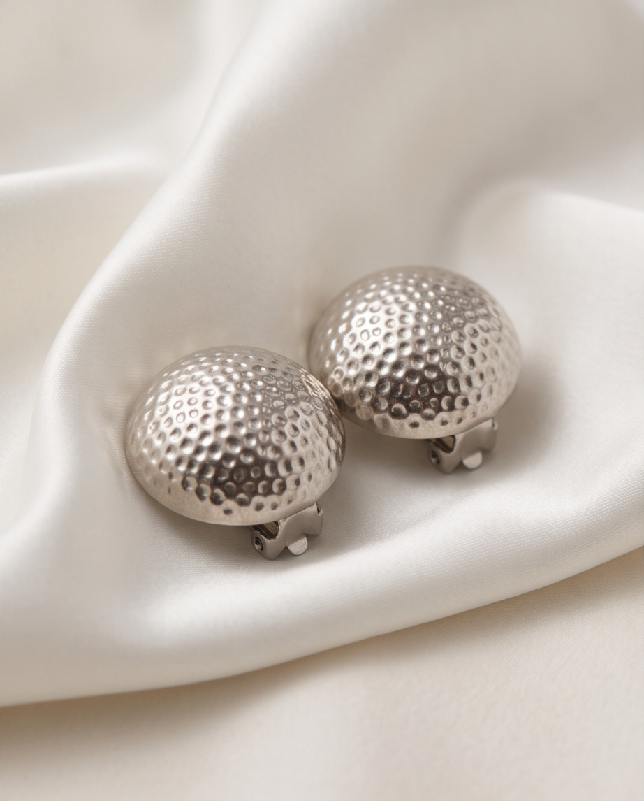 Hammered Silver Clip On Earrings