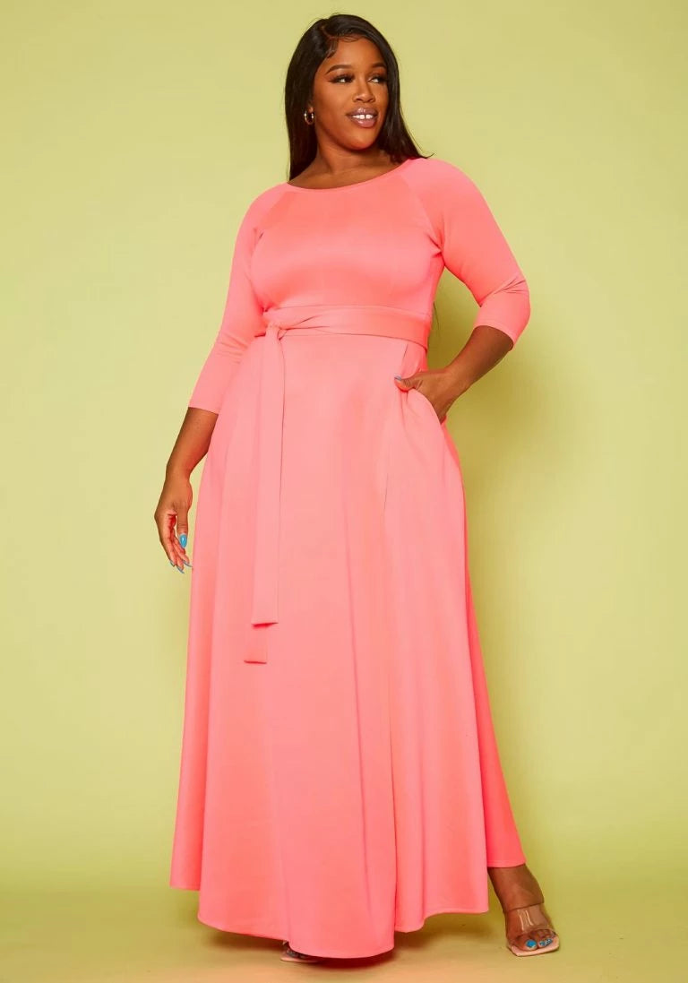 Plus Size Orange Wrap Maxi Dress - 2072