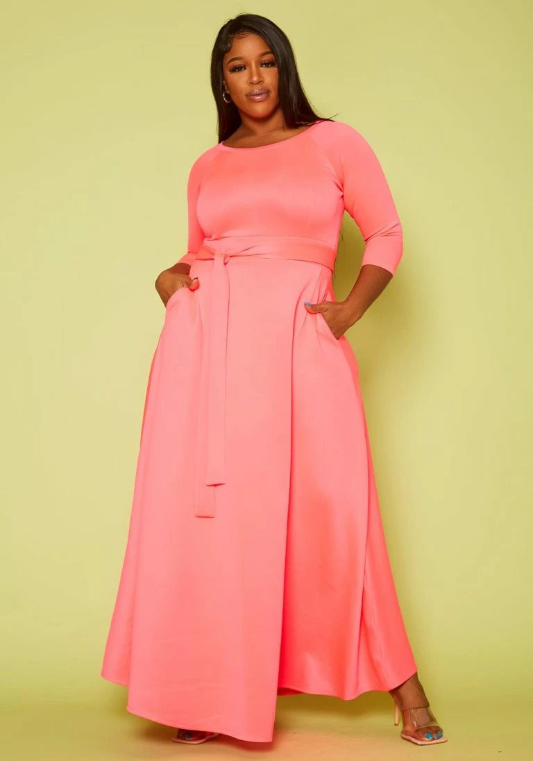 Plus Size Orange Wrap Maxi Dress - 2072