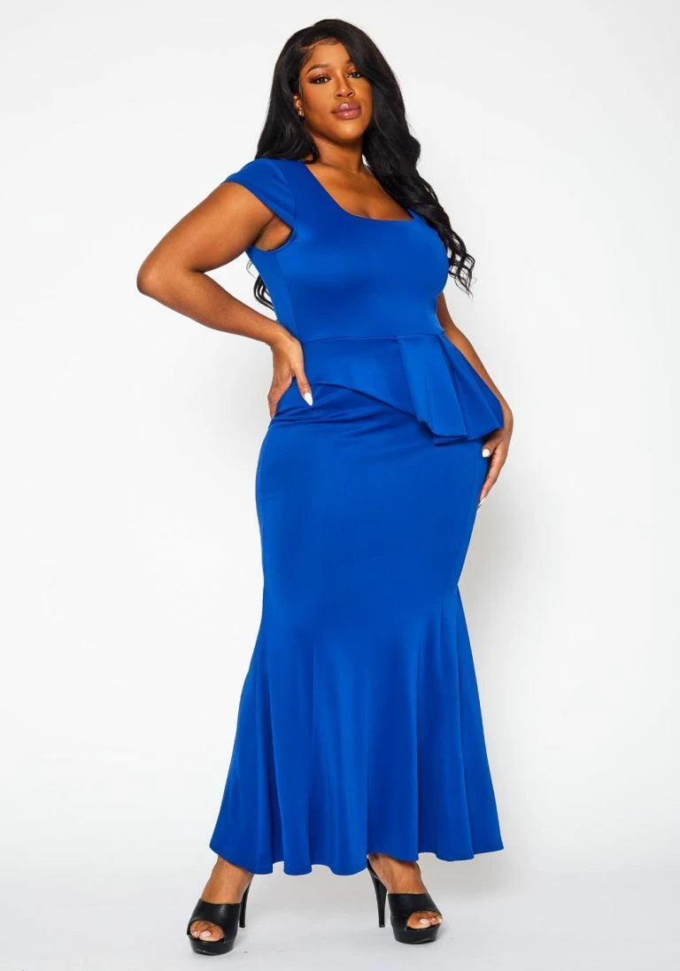 Plus Size Royal Blue Maxi Dress - 1310