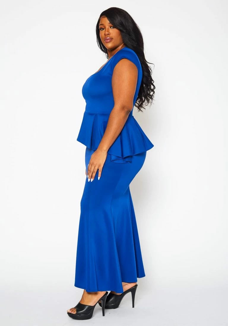 Plus Size Royal Blue Maxi Dress - 1310