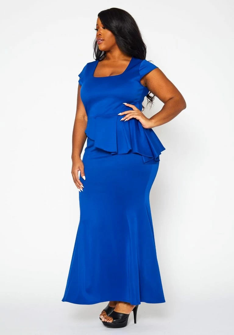 Plus Size Royal Blue Maxi Dress - 1310