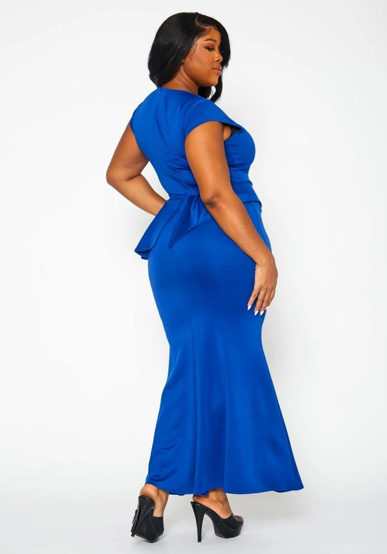 Plus Size Royal Blue Maxi Dress - 1310
