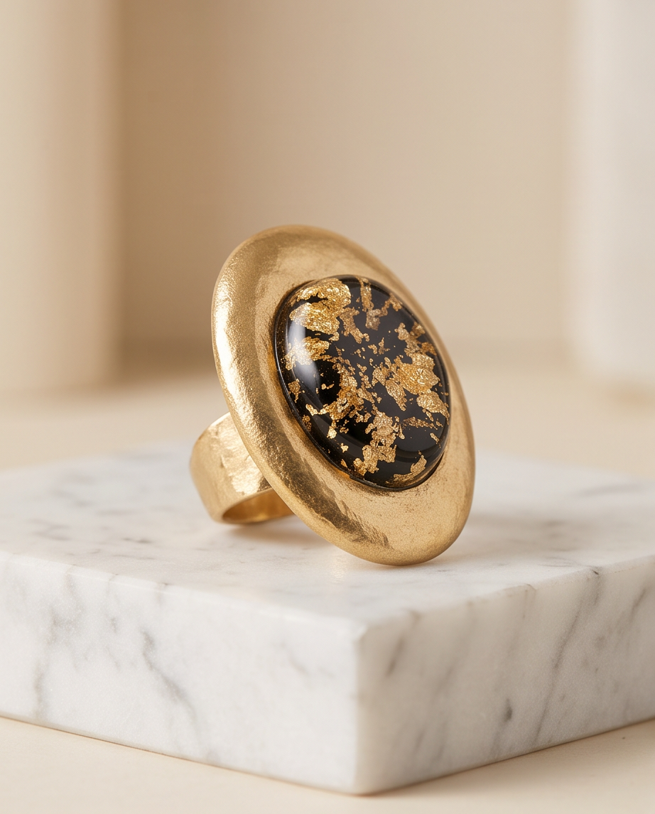 Gold Patterns Big Ring