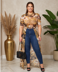 Plus Size High Low Animal Print Top