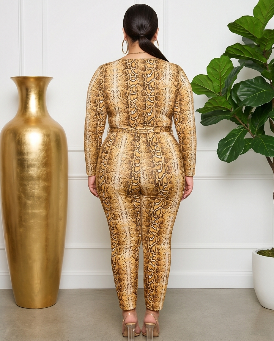 Plus Size Animal Print Jumpsuit