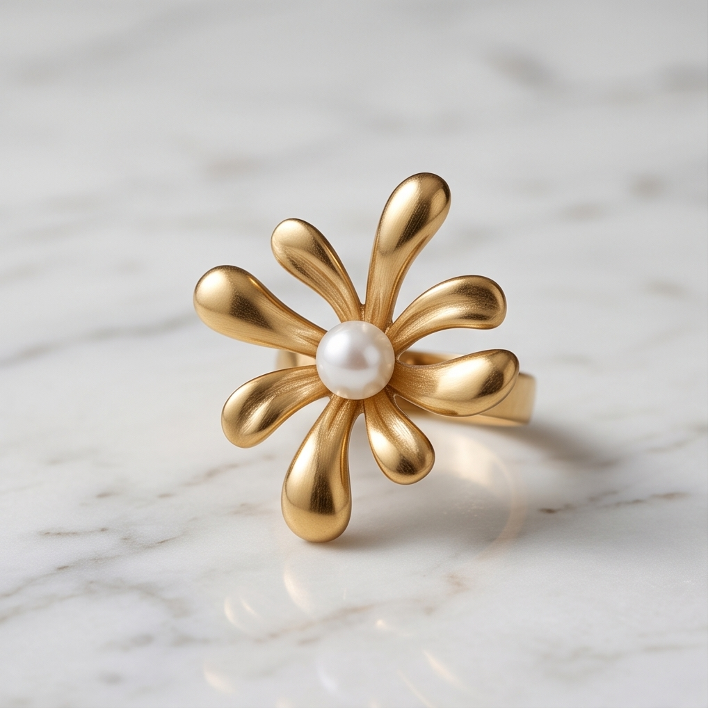 Stainless Steel Blooming Gold Ring