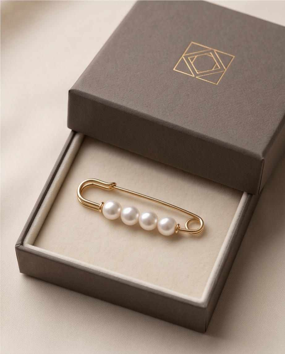 Gold Pinned Pearly Brooch