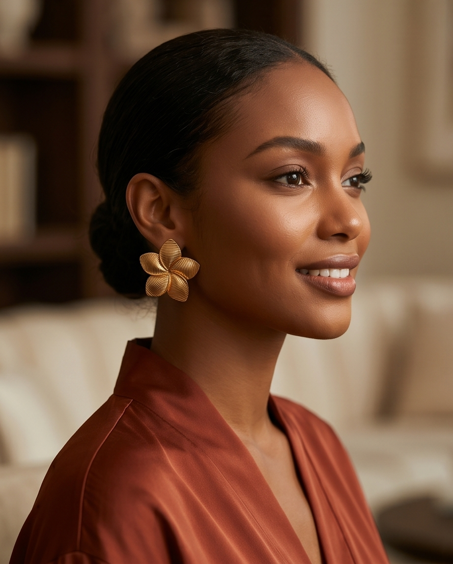 Stainless Steel Flower Earrings