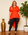 Plus Size Orange High Low Top