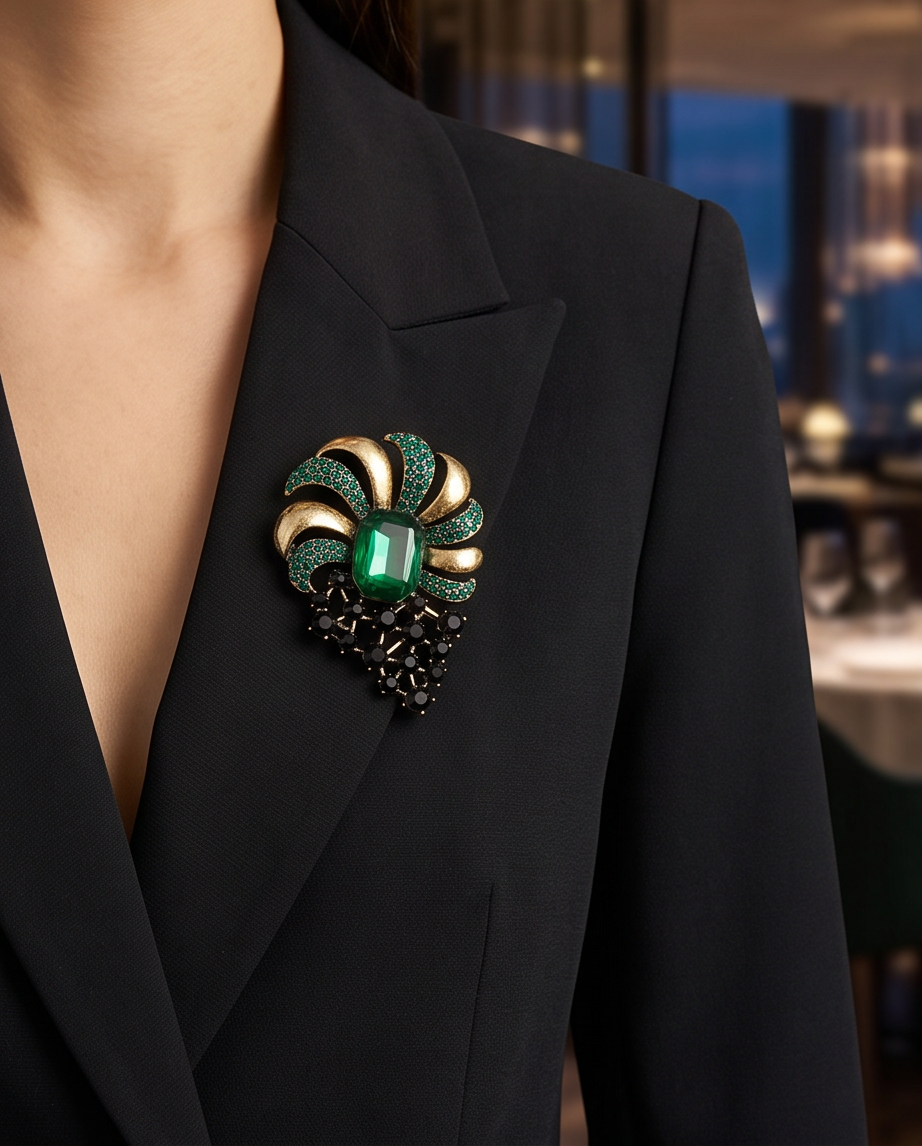 Jennifer Green & Gold Brooch