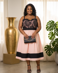 Plus Size Light Orange Lace Trim Dress