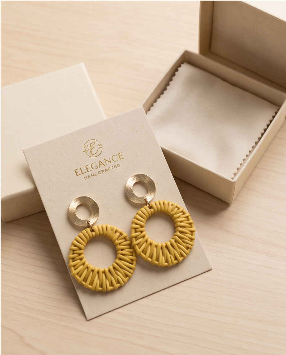 Mustard & Gold Ties Earrings