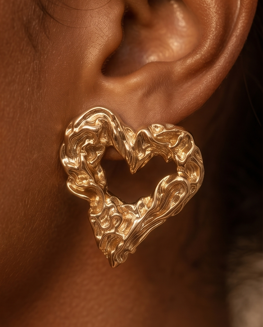 Gold Mega Heart Earrings