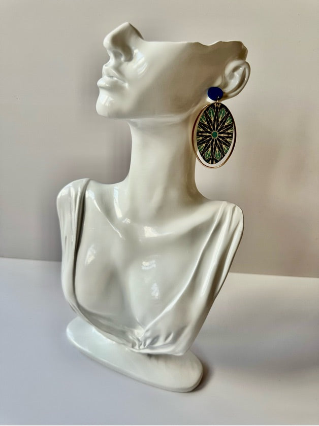 Blue Wooden Earrings - 1672