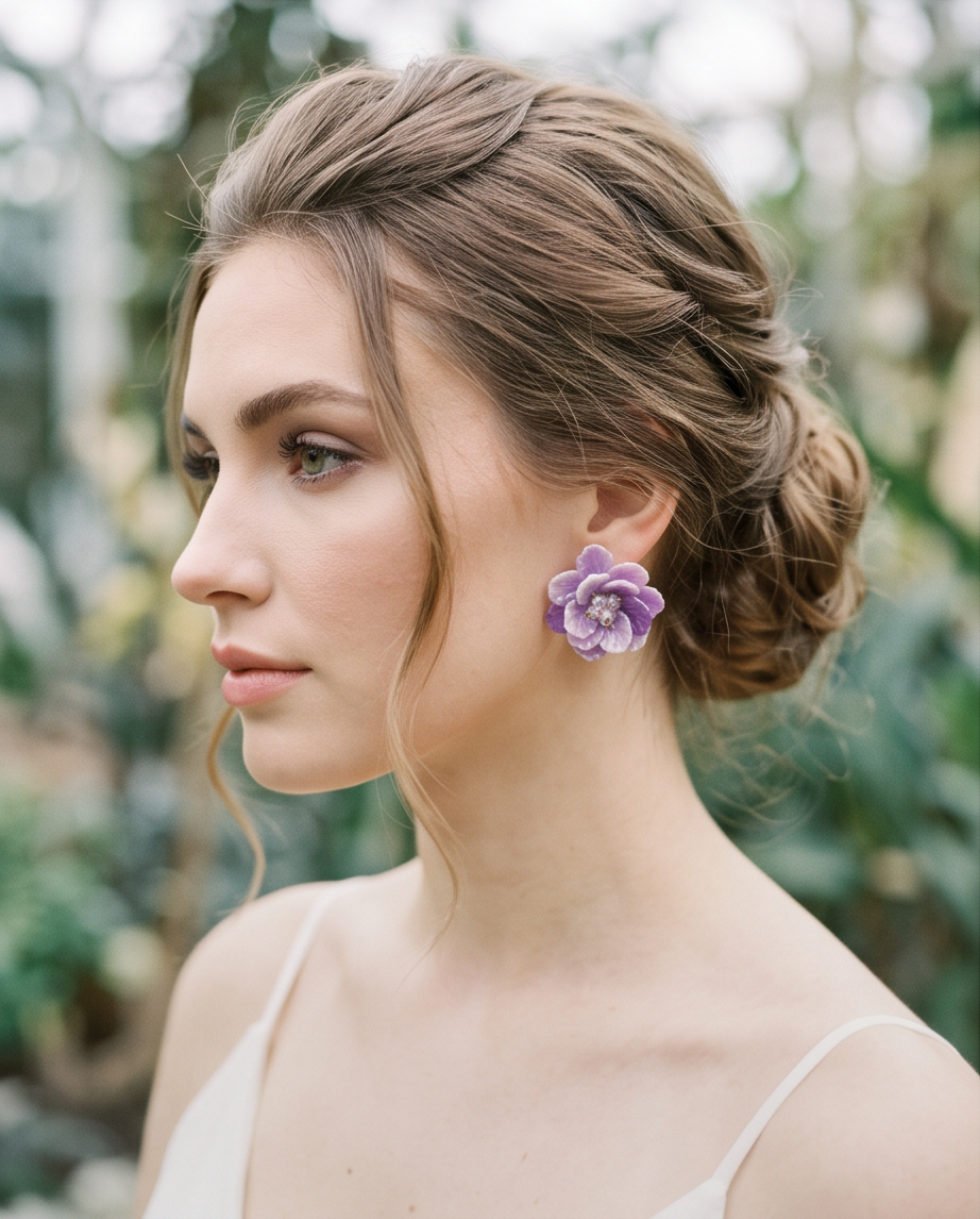 Jennifer Lavender Flower Earrings