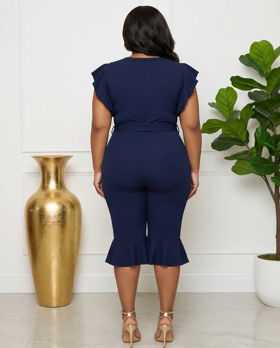 Plus Size Ruffle Trim Jumpsuit