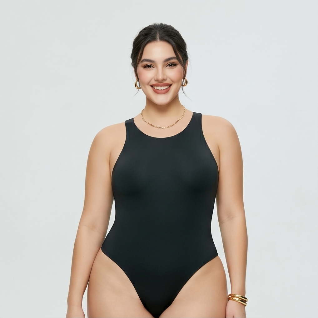 Double Lined Black Sculpting Bodysuit