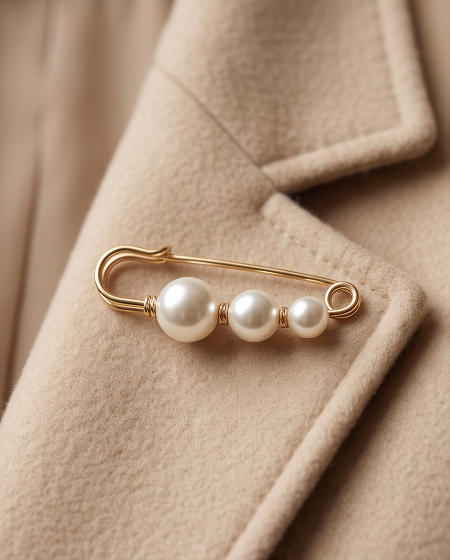 Three Pearl Pin Brooch