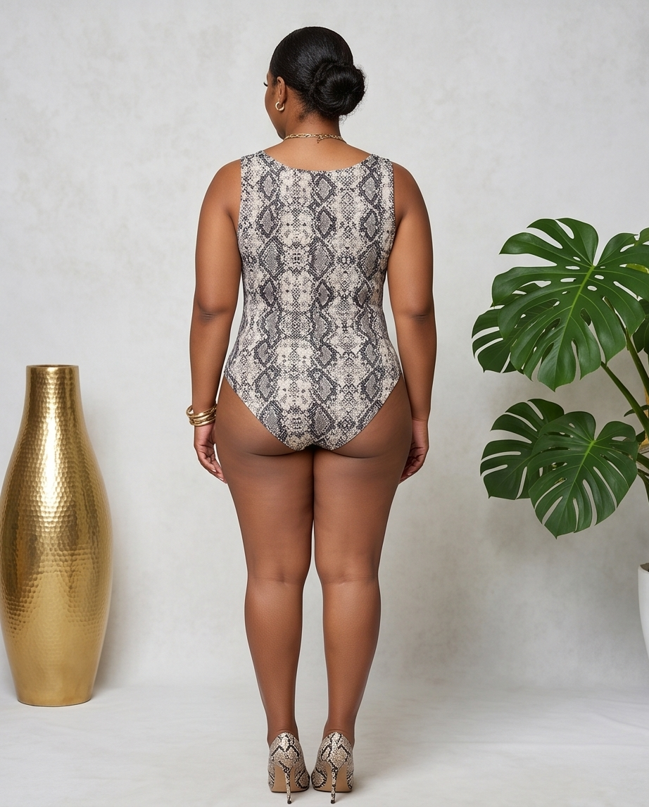 Plus Size Animal Print Bodysuit