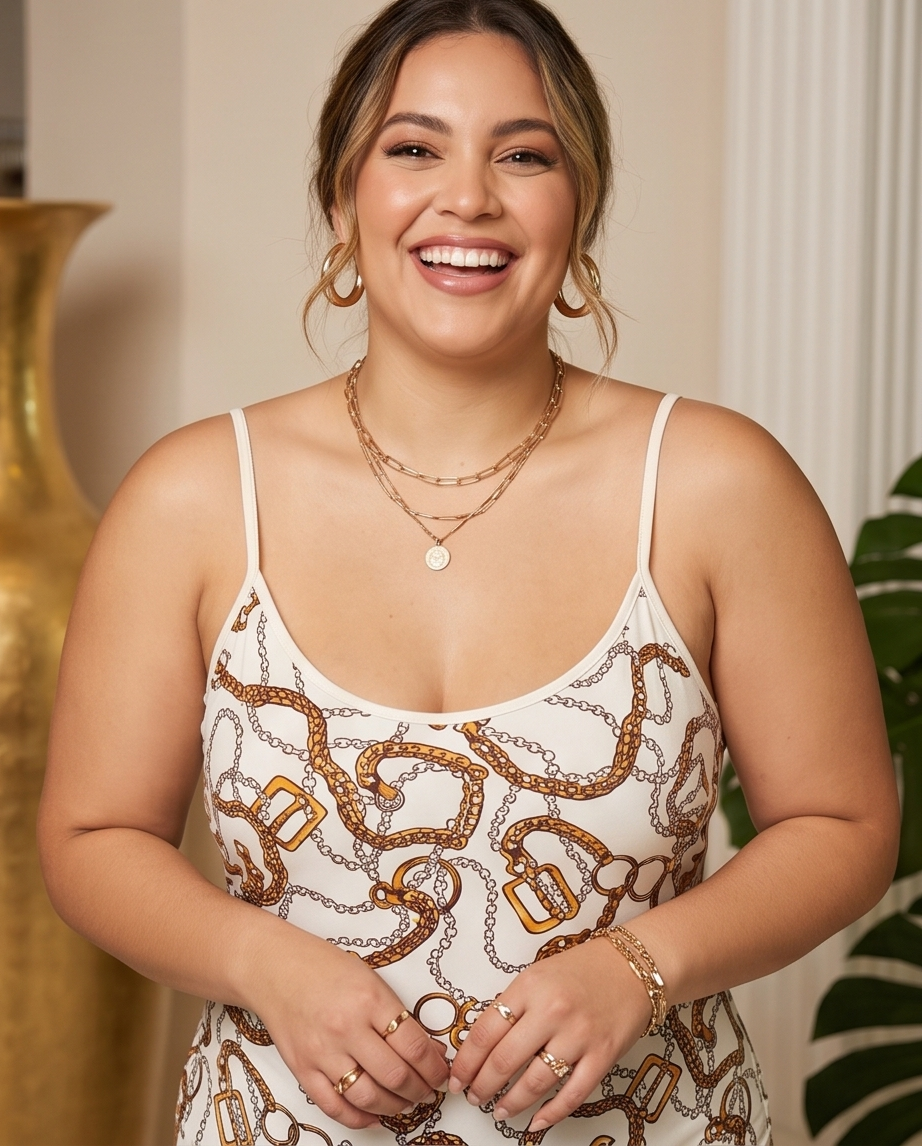Plus Size White Chain Link Bodysuit