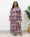 Plus Size Plum Maxi Pleated Dress