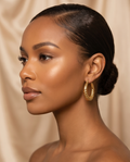 Stainless Steel Gold Textured Hoop Earrings